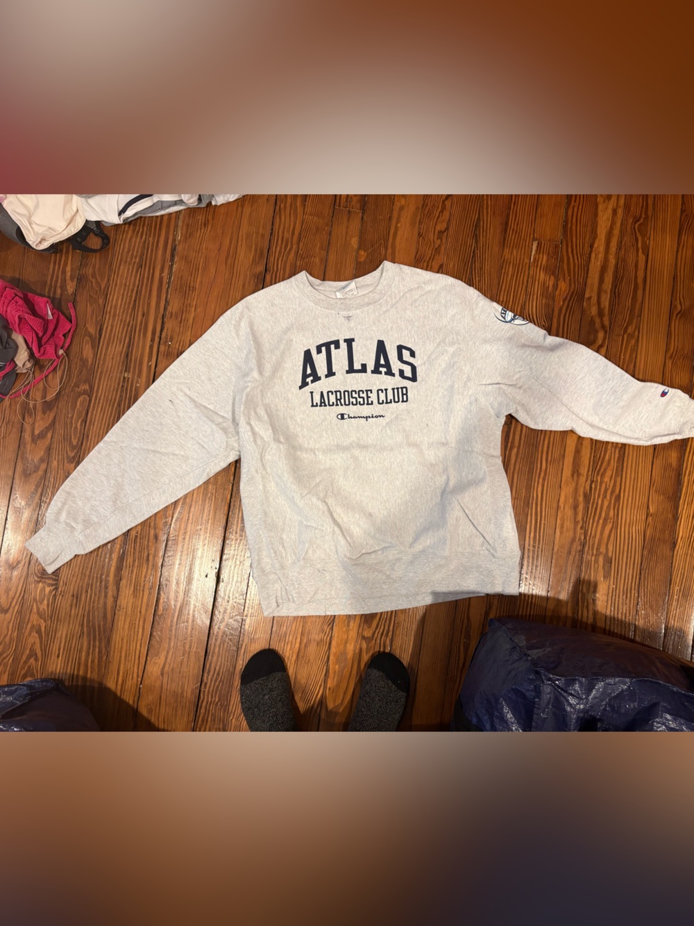 Champion Light Gray Atlas Lacrosse Club Crewneck Sweatshirt